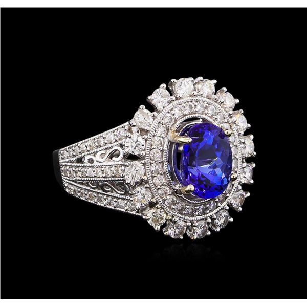 14KT White Gold 2.20 ctw Tanzanite and Diamond Ring