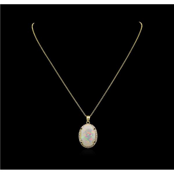 13.86 ctw Opal and Diamond Pendant - 14KT Yellow Gold