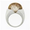 Image 8 : 18K Gold Oval Half Bezel Rutilated Quartz Solitaire Brushed Finish Cocktail Ring