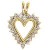 Image 1 : Classic Petite 10K Yellow Gold 0.46 ctw Diamond Framed Open Heart Charm Pendant