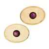 Image 1 : Vintage Men's 14K Yellow Gold Star Ruby Florentine Finish Large Oval Cufflinks