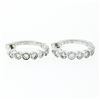 Image 3 : New 10K White Gold .49 ctw Round Brilliant Bezel Set Diamond Hoop Huggie Earring