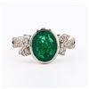 Image 1 : 3.12 ctw Emerald and 0.38 ctw Diamond 18K White Gold Ring