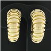 Image 2 : FRED 14K Yellow Gold Graduated Grooved Polished Hoop Huggie Clip On Earrings