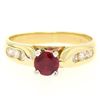 Image 2 : 14k Yellow Gold 0.77 ctw Round Ruby Solitaire Engagement Ring w/ Diamond Accents