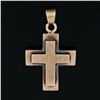 Image 2 : Victorian 8k Rose Gold Reversible Brushed Finish Cross Pendant