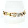 Image 2 : Vintage 14k TT Gold Cabochon Gold Quartz & Diamond Bezel Set Chain Link Bracelet