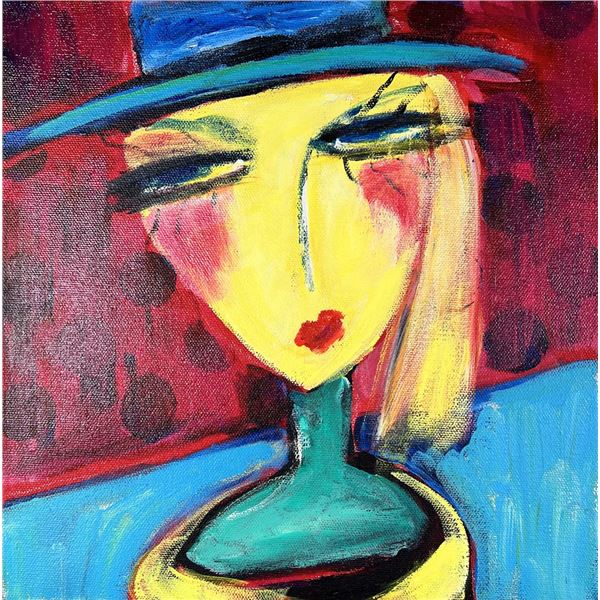 Susan Manders  Bored in Blue Hat 