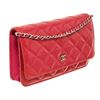 Image 2 : Chanel Pink Quilted Patent Leather Wallet on Chain