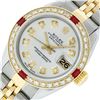 Image 2 : Rolex Ladies Two Tone 18K Yellow Gold And Steel Silver Diamond And Ruby Quickset