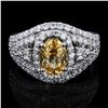 Image 1 : 2.24 ctw UNHEATED Yellow Sapphire and 1.50 ctw Diamond Platinum Ring (GIA CERTIF