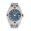 Image 1 : Rolex Ladies Quickset Stainless Steel Blue Roman 18K White Gold Diamond & Ruby B