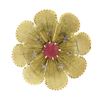 Image 3 : Antique Victorian 14k Gold GIA Lab Grown Old Round Ruby Flower Star Pin Brooch