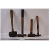 Image 1 : (4) Misc. Sized Crafters Mechanic Hammers: 3 Steel and 1 Rubber