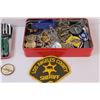 Image 3 : Lot of Misc. Items in Christmas Tin: Keychains; Pewter Eagle; Leather Wrist Band & More