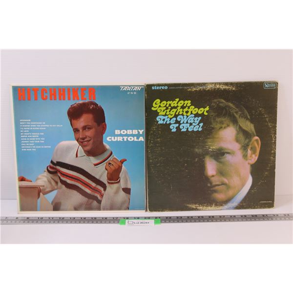 (2) Canadian Legends Gordon Lightfoot & Bobby Curtola Vintage Vinyl LP Records