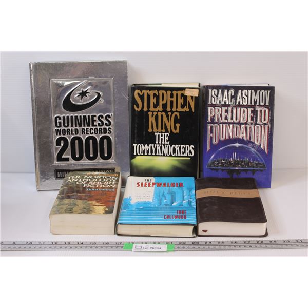 (6) Hardcover & Paperback Books Novels: Isaac Asimov; Stephen King; Guinness Worlds Records 2000