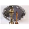 Image 2 : (6) Lot of Metal Serving Trays & Vases: Silver Plate & Copper