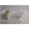 Image 3 : Glass Cream and Sugars, Glass Bowl with Stand, Misc.