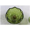 Image 2 : (2) Green Glass Candy Dishes