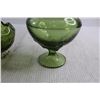 Image 5 : (2) Green Glass Candy Dishes