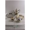 Image 1 : (2) Silverplated Trays, Teapot, Cream and Sugar