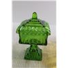 Image 2 : Amber Bowl, Green Pedestal Candy Dish
