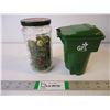 Image 1 : Small Jar of Marbles and Mini Waste Bin