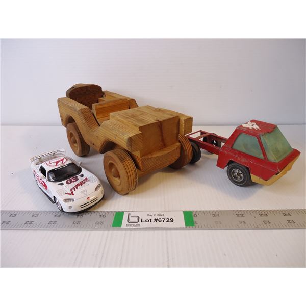 Wooden Jeep, Metal Truck and Dodge Viper