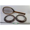 Image 1 : (2) Round Picture Frames (inside 8 1/2") - Broken Wooden Tennis Racket - Made in Japan