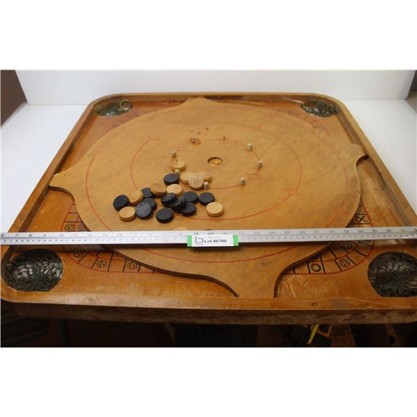 *Vintage Carrom - Wooden Four Game Combination Board w/ Original Shooters