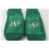 Image 2 : Saskatchewan Rough Riders Green Knitted Mittens