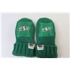 Image 5 : Saskatchewan Rough Riders Green Knitted Mittens
