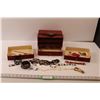 Image 1 : Vintage 3 Drawer Paper Jewelry Box w/Costume Jewelry (Bracelets, Necklaces, Earrings, Buckle, Broach