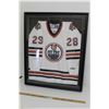 Image 1 : *Danny Syvret #28 CCM Edmonton Oilers Framed Jersey - 40" x 32" x 3", Small Stain