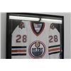 Image 2 : *Danny Syvret #28 CCM Edmonton Oilers Framed Jersey - 40" x 32" x 3", Small Stain