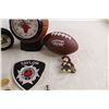 Image 4 : Chicago Bulls Clock - Untested, A&W Mini Foam Football, Assorted Pins, Misc.