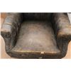 Image 3 : *Antique Leather Armchair - No Legs, Excessive Wear, Casters Not Included, 38" x 40" H