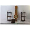 Image 1 : Retro Electric Alarm Clock, Barometer, (2) Three-Tier Wall Shelves