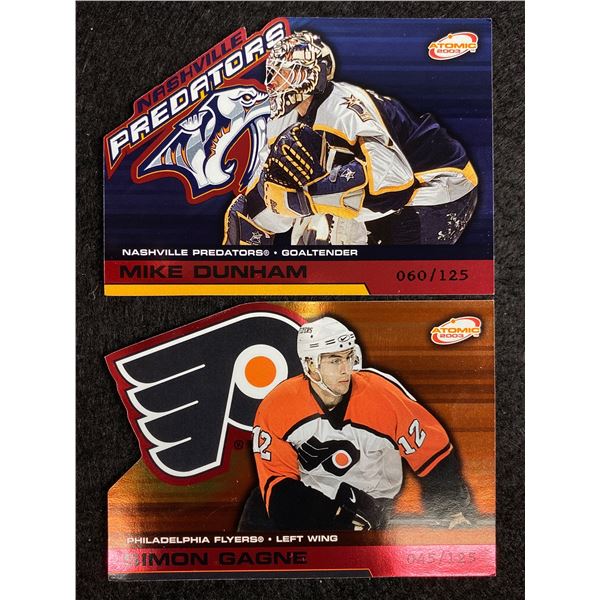 Ltd Ed /125  2003 Atomic, Mike Dunhan 060/ & Simon Gagne 045/ Die Cut NHL Cards