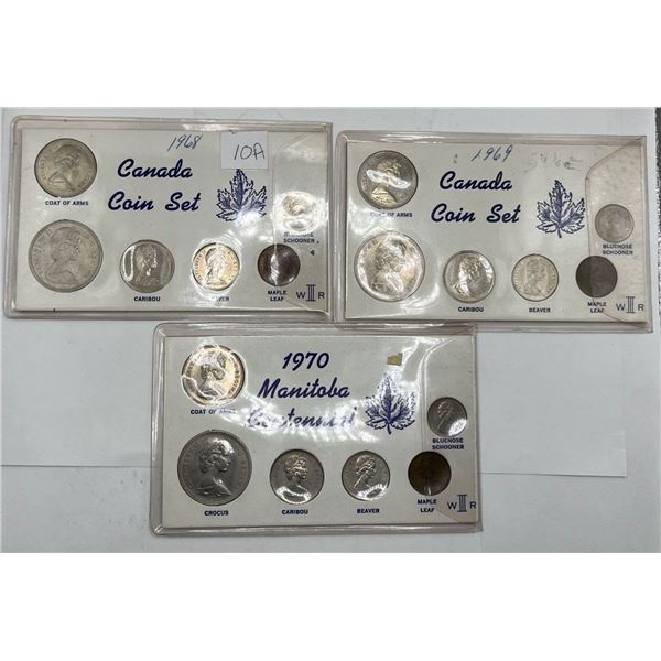 1968, 1969 & 1970 Canadian 6 Coin Sets