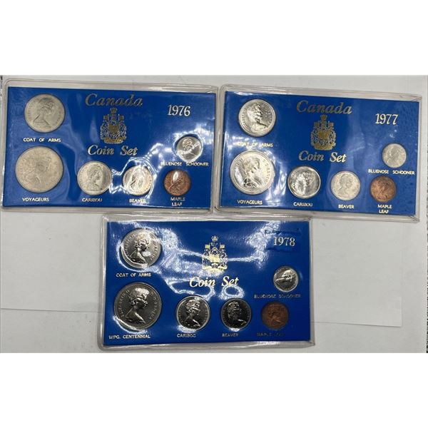 1976, 1977 & 1978 Canadian 6 Coins Set