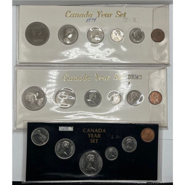 1974, 1975 & 1979 Canadian 6 Coin Sets