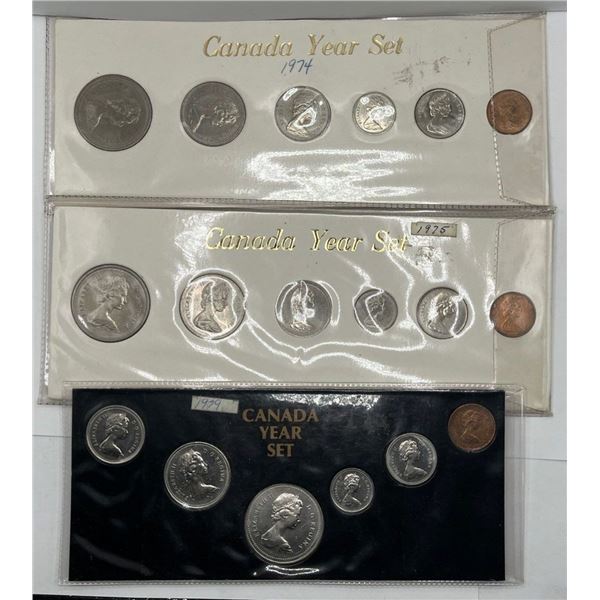 1974, 1975 & 1979 Canadian 6 Coin Sets
