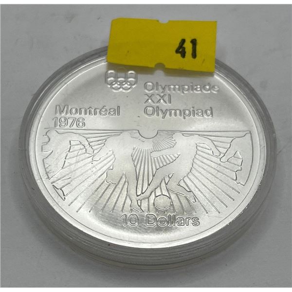 1976 Montreal Olympic $10 Proof Coin Soccer 48.6g 92.5% Silver