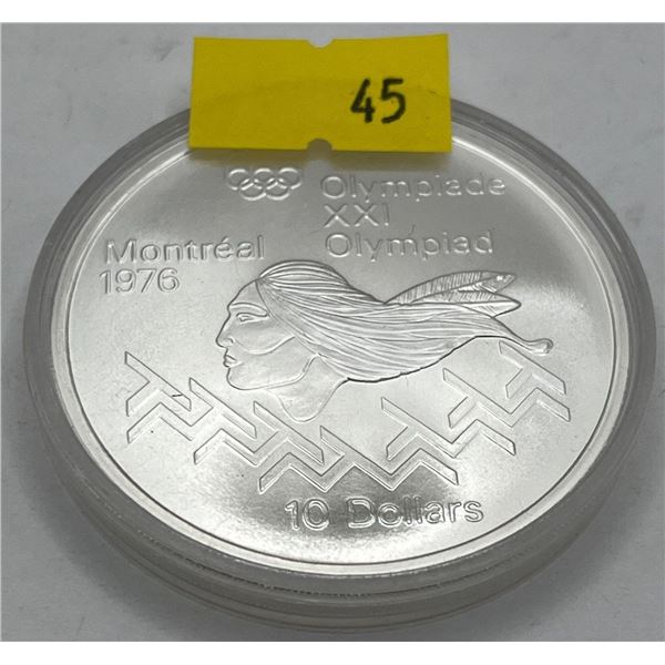 1976 Montreal Olympic $10 Proof Coin Hurdles 48.6g 92.5% Silver