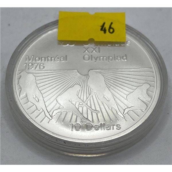 1976 Montreal Olympic $10 Proof Coin Field Hockey 48.6g 92.5% Silver