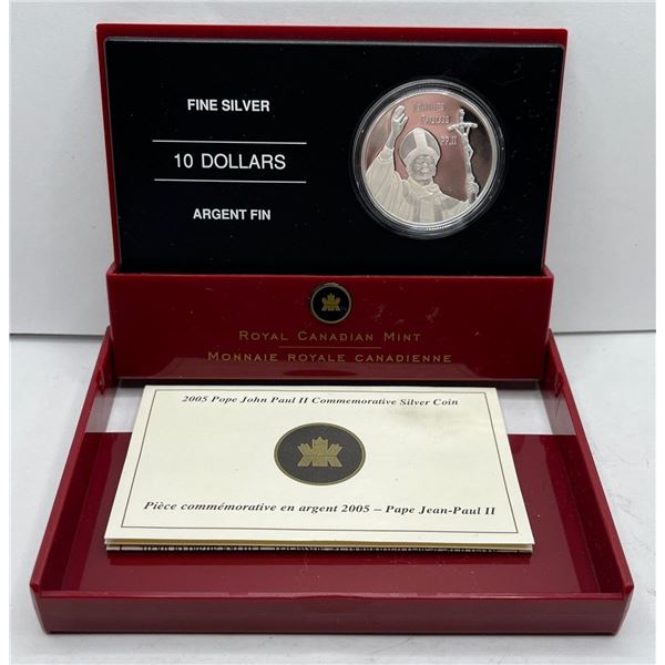 2005 $10 Pope John Paul II Commemorative Silver Coin 25.175g 99.99% Silver