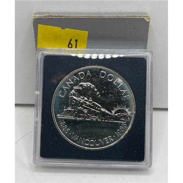 1986 Canadian Centenary of Vancouver Proof Dollar 23.3g 50% Silver
