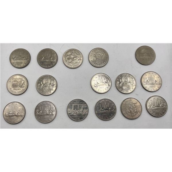 16 Canadian Nickel Dollars 1968-1985 (1972 & 1976 missing)